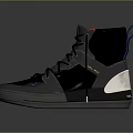 Stylish Black High Top Shoes with Red Lining Gray Sole and Lace Up Design