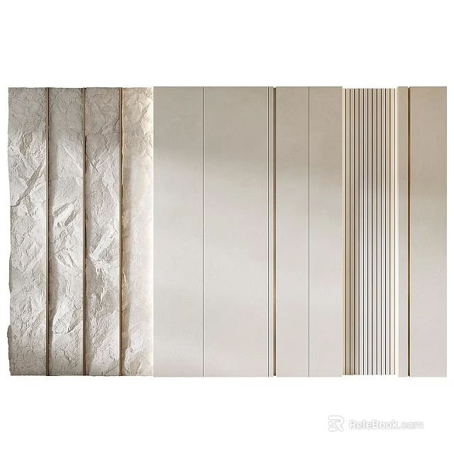 Modern Background Wall Design With Textured Smooth And Striped Patterns For Interior Decor 3d model 