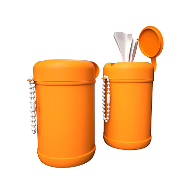 Orange Lidded Tissue Holders Two With Decorative Strings For Daily Household Use 3d model