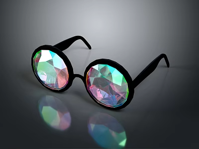 Jewelry Inspired Sunglasses With Multicolored Cut Gemstone Lenses Rainbow Shine And Black Frames 3d model