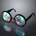 Jewelry Inspired Sunglasses With Multicolored Cut Gemstone Lenses Rainbow Shine And Black Frames