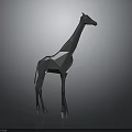 Modern Decorative Geometric Giraffe Sculpture with Metal Polygon Design and Reflective Base