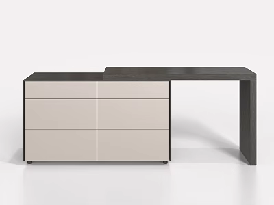 Modern Dressing Table with Dark Top and Light Cabinet Drawers and Countertop 3d model