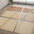 Multiple Square Rugs With Different Textures On Wooden Floor For Home Decor 3d model