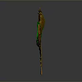 Peacock Feather With Vibrant Green Blue Orange Eye Pattern And Golden Quills