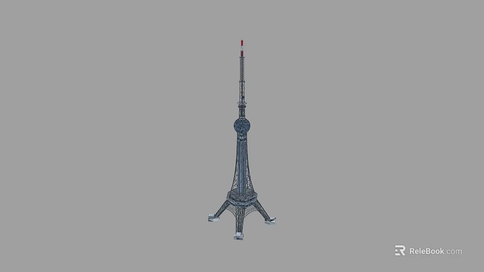 Modern Office Building Tower Structure With Spherical Design And Spire Top 3d model 