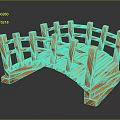 Orange Wooden Arch Bridge Model With Decorative Railings And Japanese Style