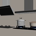 Modern Range Hood Gas Stove 3d model