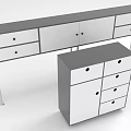 Modern Gray White Storage Furniture Set With Drawers Cabinets And Metal Legs