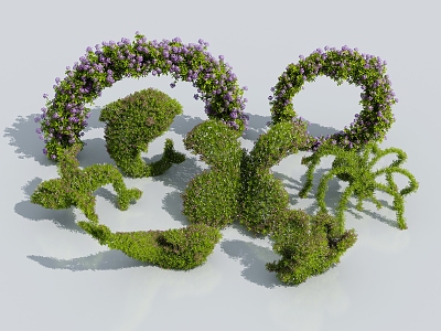 Modern Grass Carved Shrub 3d model