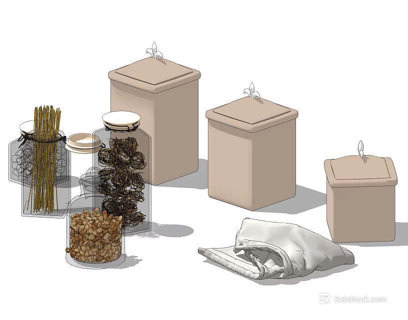 Clear Glass Spice Jars With Airtight Lids For Modern Kitchen Countertop Storage And Herbs 3d model 