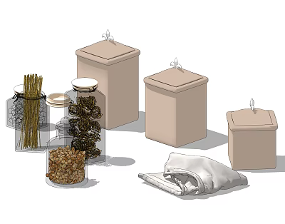 Clear Glass Spice Jars With Airtight Lids For Modern Kitchen Countertop Storage And Herbs 3d model
