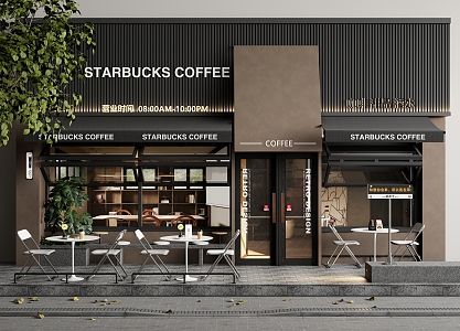 Modern Cafe Door Head Facade Outdoor Table and Chair Casual Card Seat Folding Window Shop Sign Awning 3d model