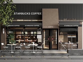 Modern Cafe Door Head Facade Outdoor Table and Chair Casual Card Seat Folding Window Shop Sign Awning 3d model