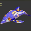3D Rendered Mechanical Dolphin Robot Character With Blue White Body And Orange Green Accents