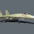 Yellow Fighter Jet Side View With P-42 Marking Red Emblem And Cockpit Design