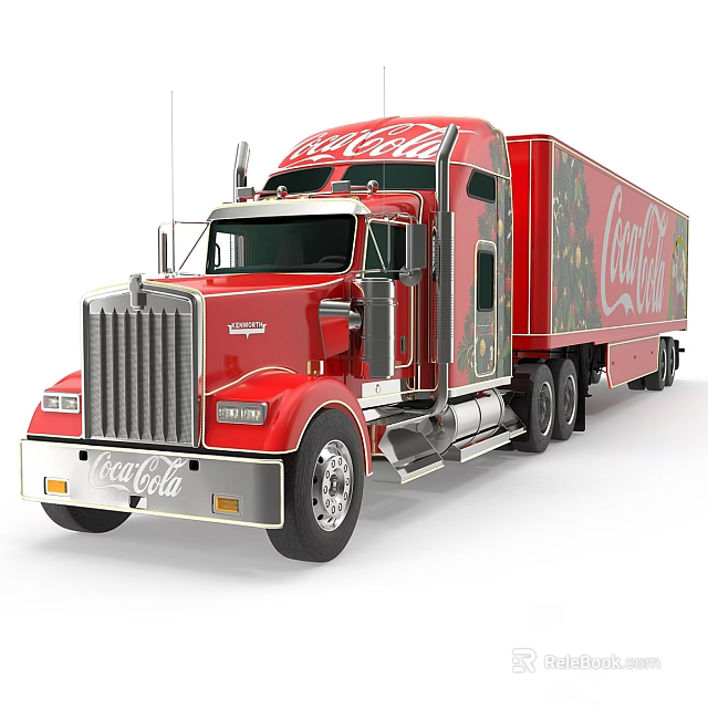 Red Coca Cola Branded Semi Truck Large Cargo Transport Delivery Vehicle 3d model 