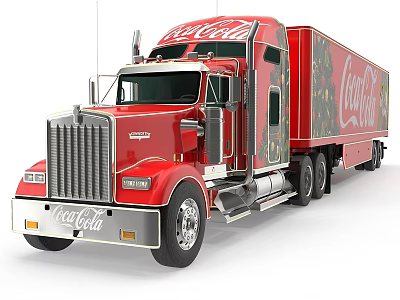 Red Coca Cola Branded Semi Truck Large Cargo Transport Delivery Vehicle 3d model