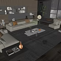 Modern sofa coffee table combination 3d model