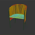 Modern Style Yellow Rattan Woven Chair With Black Metal Frame And Comfortable Design
