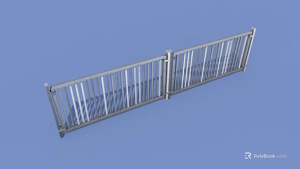 Modern Metal Fence With Vertical Bars For Outdoor Garden And Yard Use 3d model 