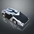 Angular Black And White Concept Car With Geometric Design And 3D Model Look 3d model