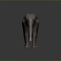Realistic Grey Elephant 3D Model With Tusks Standing On Dark Background 3d model