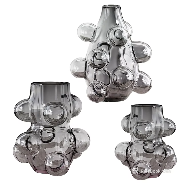 Modern Ceramic Vessels With Unique Bulbous Shapes For Decorative Home Accents 3d model 