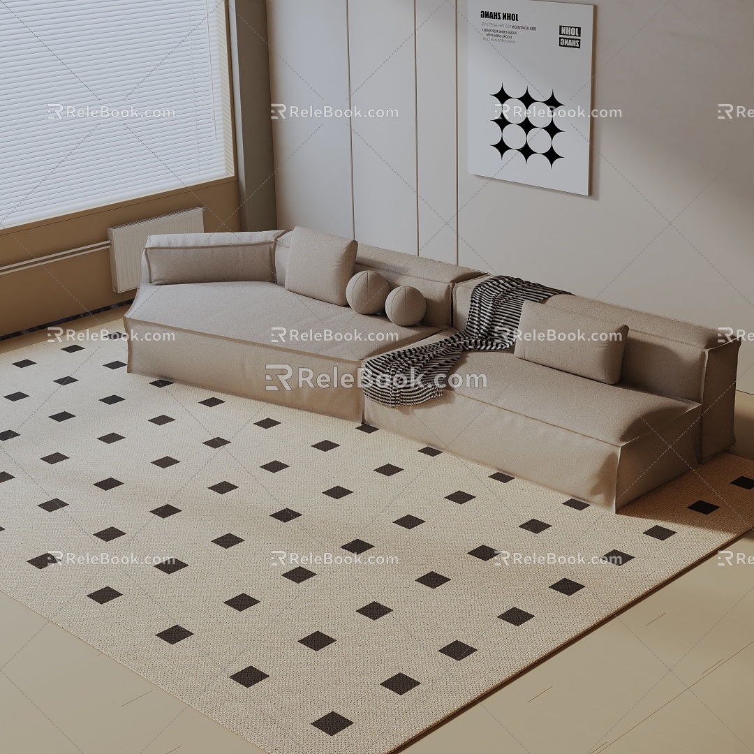 Modern three-seat sofa 3d model