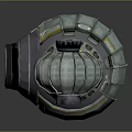 Spherical Cosmic Spacecraft With Yellow Gray Details Side Thrusters And Central Component