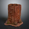 Arbor Tree Stump With Natural Reddish Brown Texture And Green Moss Base 3d model