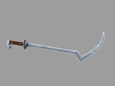 Traditional Curved Scimitar Weapon With Wooden Handle And Twisted Metal Blade 3d model