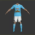 Blue Soccer Uniform With Short Sleeves Shorts Long Socks Team Logo And Sponsor Branding