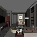 Modern Interior Design With Sofa Bed TV Table Lighting And Decor 3d model