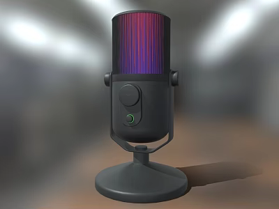 RGB Illuminated Desktop Microphone With Stand For Daily Electronic Use 3d model