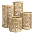 Woven Storage Baskets Natural Rattan Cylindrical Design Set of Four Different Sizes for Home Organizing