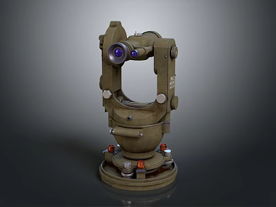 Vintage Green Metal Home Measuring Device With Purple Telescope Lens And Red Base Parts 3d model