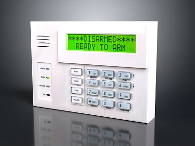 White Security Alarm Control Panel With Numeric Keypad Ready to Arm Status 3d model