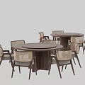 Modern Round Dining Table Set With Comfortable Chairs For Dining Room 3d model