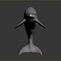 Leaping Dolphin 3D Model With Light Gray Color Dark Background And Reflection 3d model