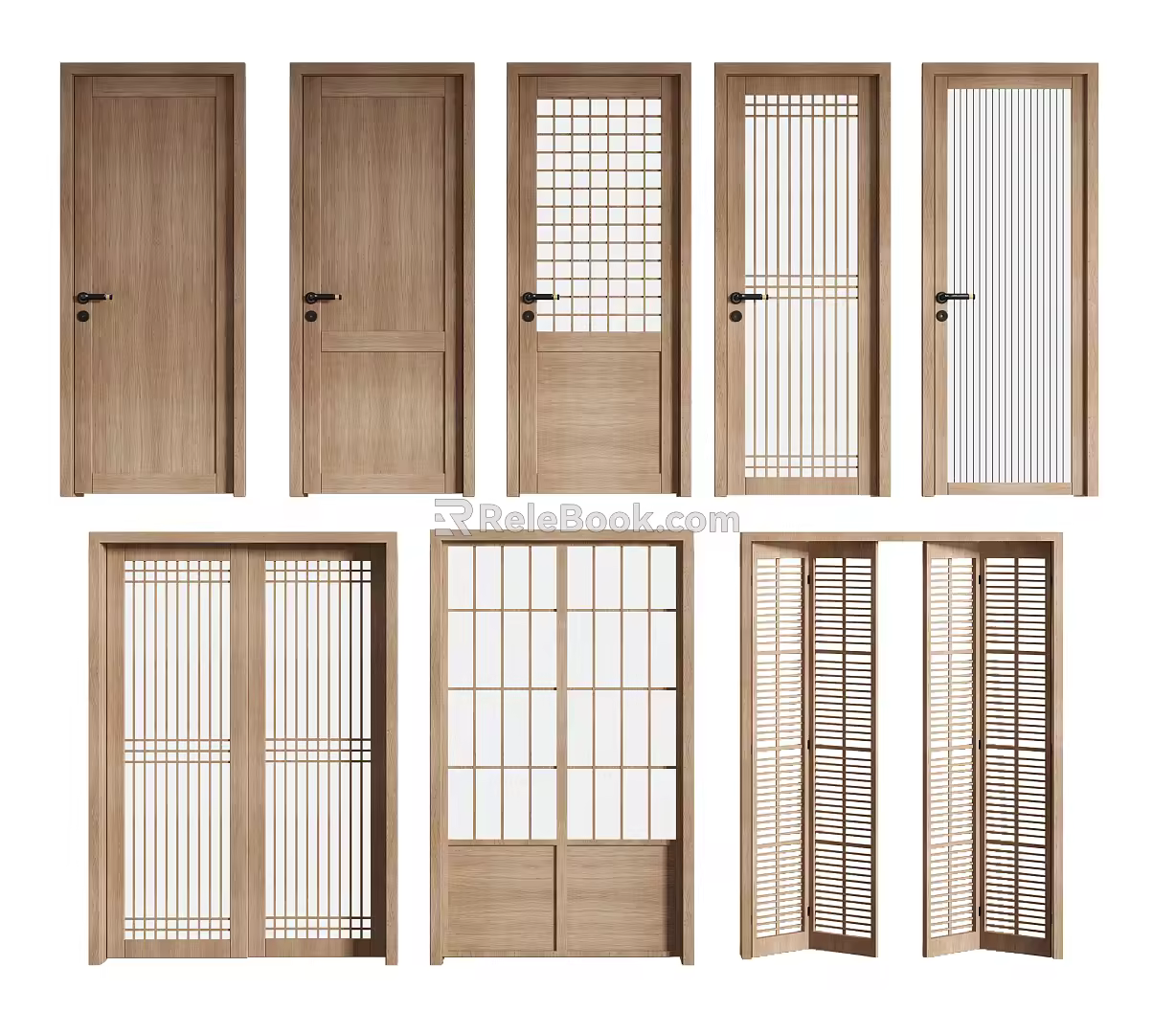 Japanese-style swing door 3d model