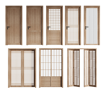 Japanese-style swing door 3d model