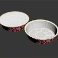Aluminum Foil Food Container Set With Red Pattern And White Lid Design