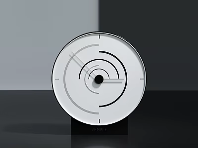 Modern Minimalist Clock With White Dial Black Frame And Black Hands On Black Base 3d model