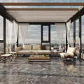 Bright Sunroom Interior Design With Glass Roof Large Windows Sofa And City View