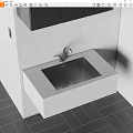 Modern Bathroom Washbasin with White Tiled Wall Silver Faucet and Dark Floor Tiles