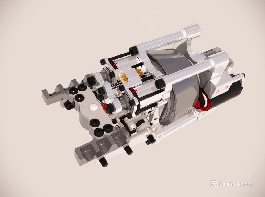 Smart Machine Featuring Metal Structure Mechanical Components Red Details And Precision Design 3d model 