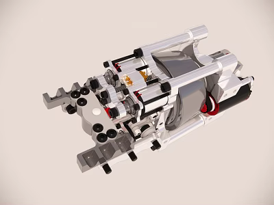 Smart Machine Featuring Metal Structure Mechanical Components Red Details And Precision Design 3d model