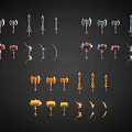 Various Fantasy Weapon Collection Featuring Axes Hammers Swords Bows And Detailed Designs