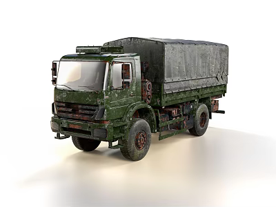 Military Camouflage Truck With Canvas Covered Cargo Bed For Army Transport 3d model